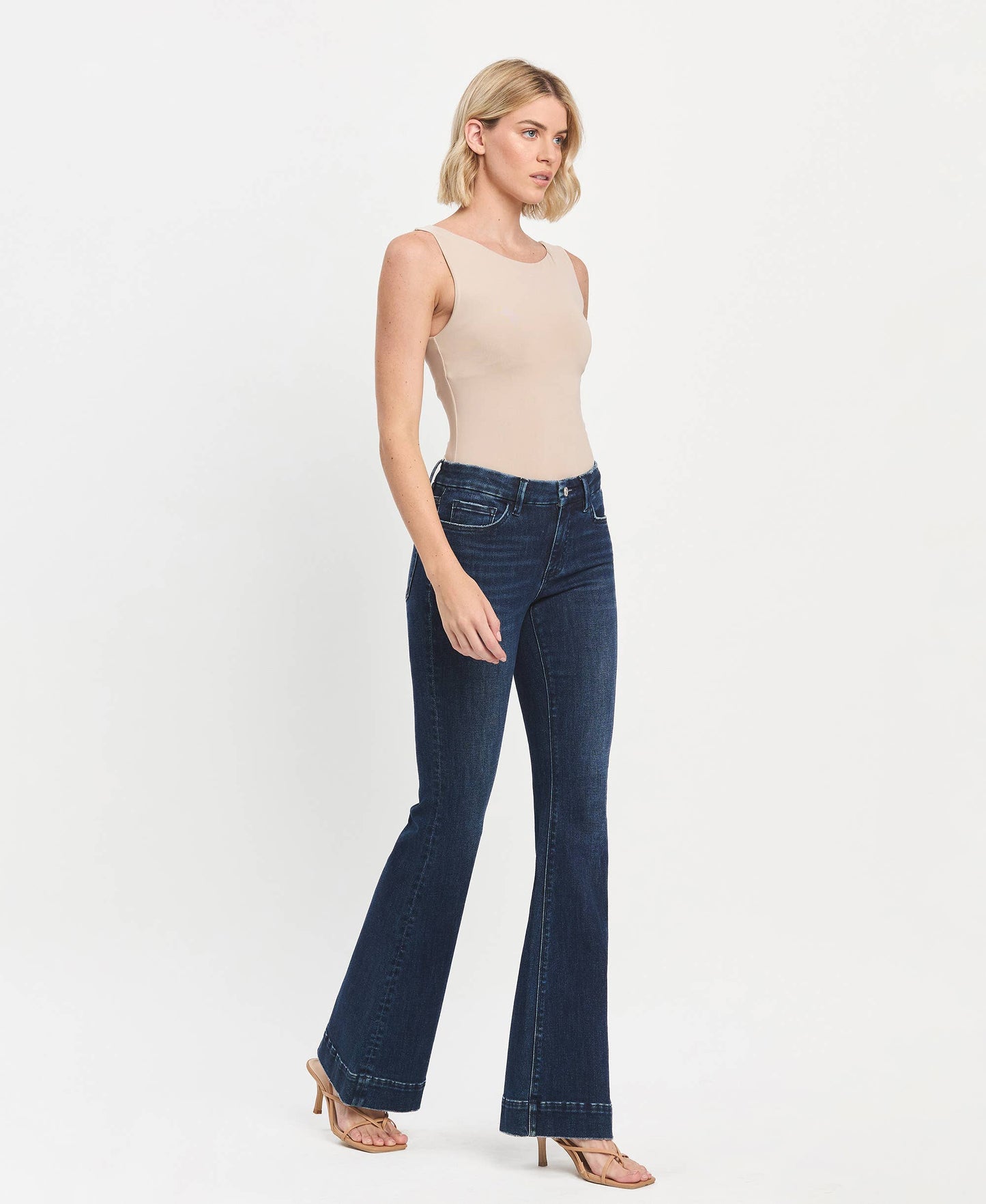 MID RISE FULL LENGTH FLARE JEANS
