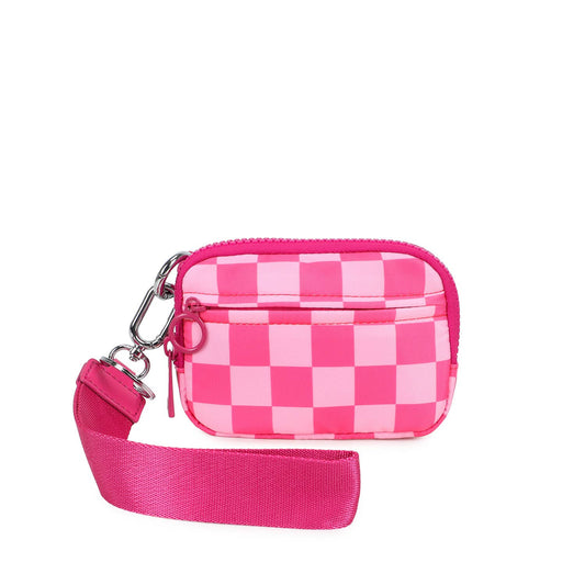 The Kenley Wristlet: Hot Pink Checker
