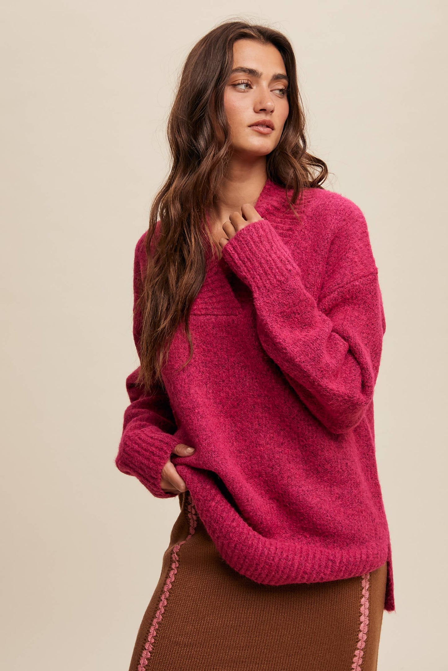 Oversized Cranberry Sweater