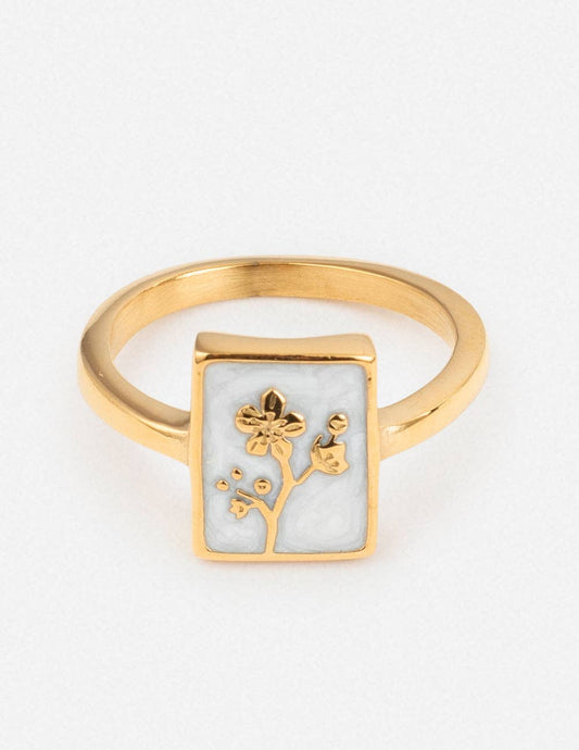 Flower Rectangular Ring: 9