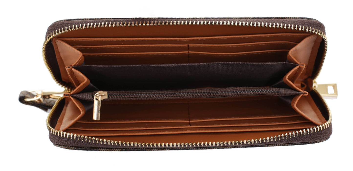 Geometric Monogram Designer Dome Satchel Set: Beige/Brown