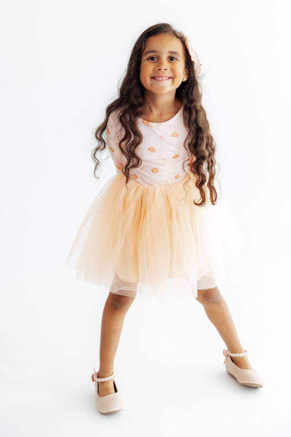 Gingham Pumpkins L/S Tutu Dress