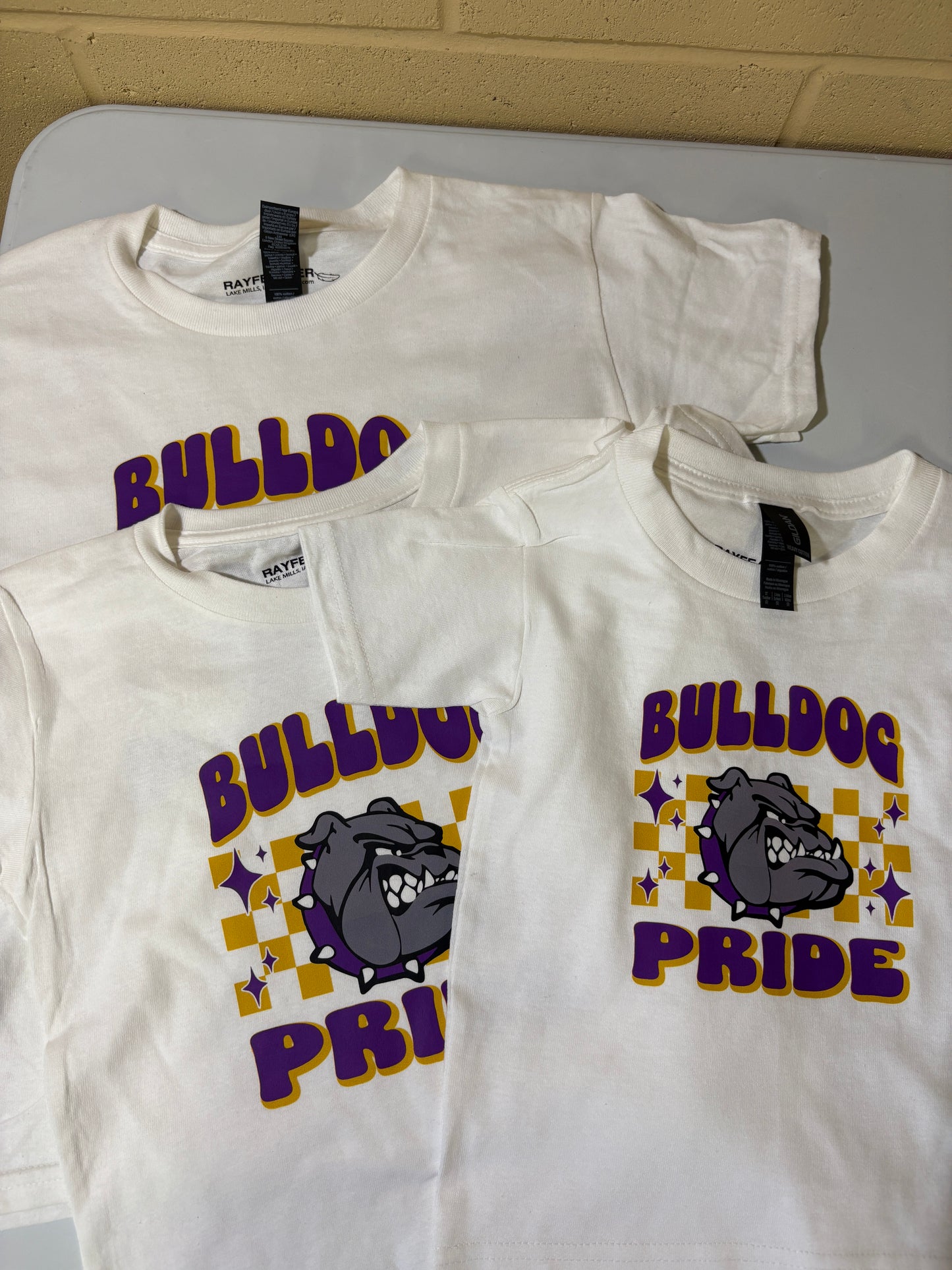 Bulldog Pride checkerboard youth and toddler tee