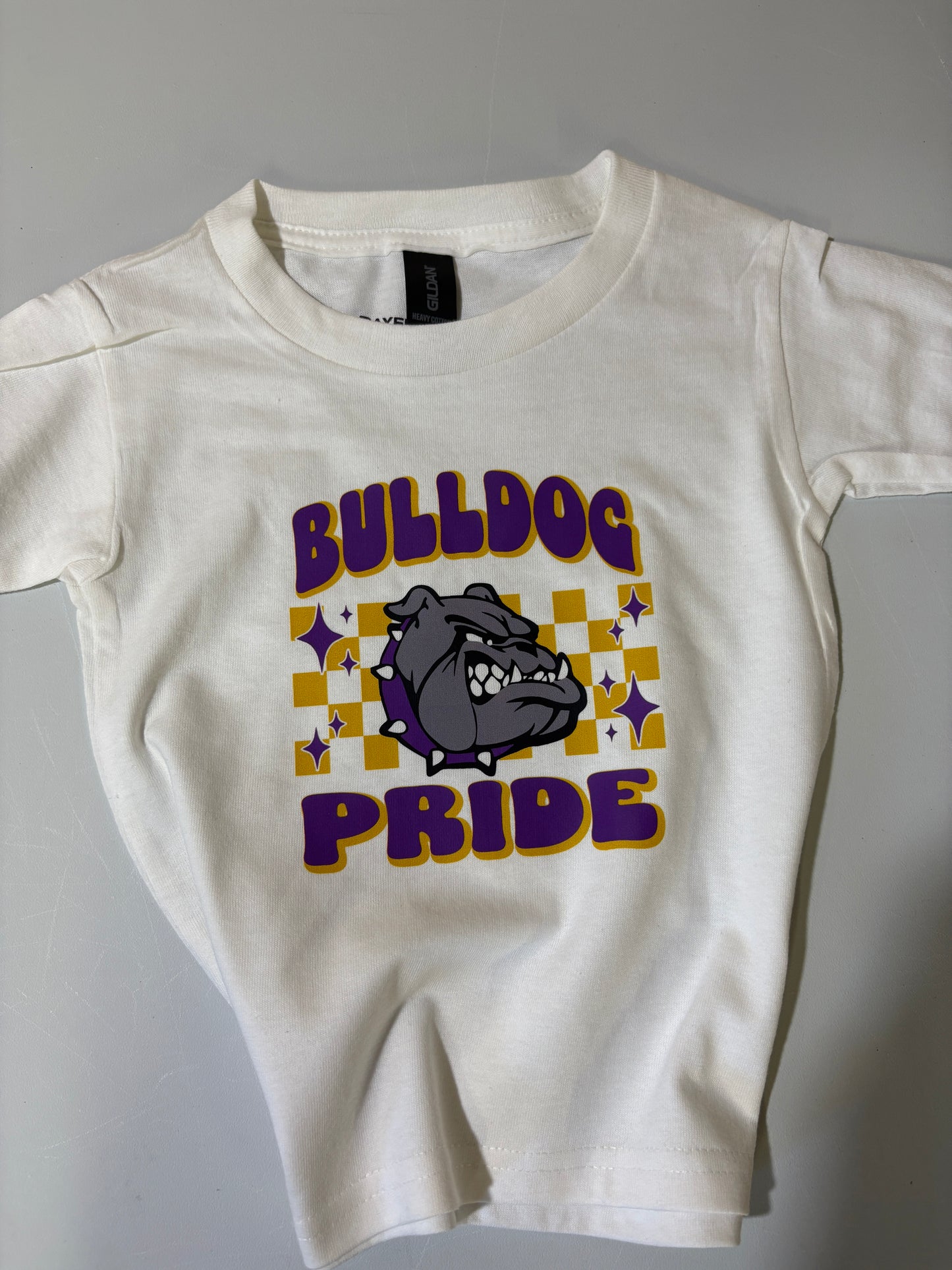 Bulldog Pride checkerboard youth and toddler tee