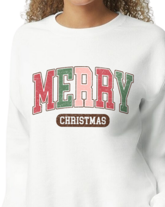 Merry Christmas Athletic Font Sweatshirt