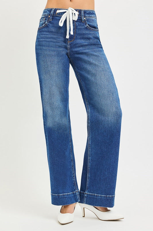 Curvy Risen Drawstring Jeans