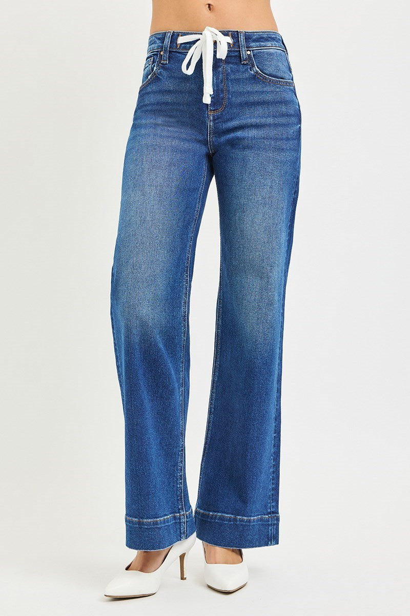 Curvy Risen Drawstring Jeans