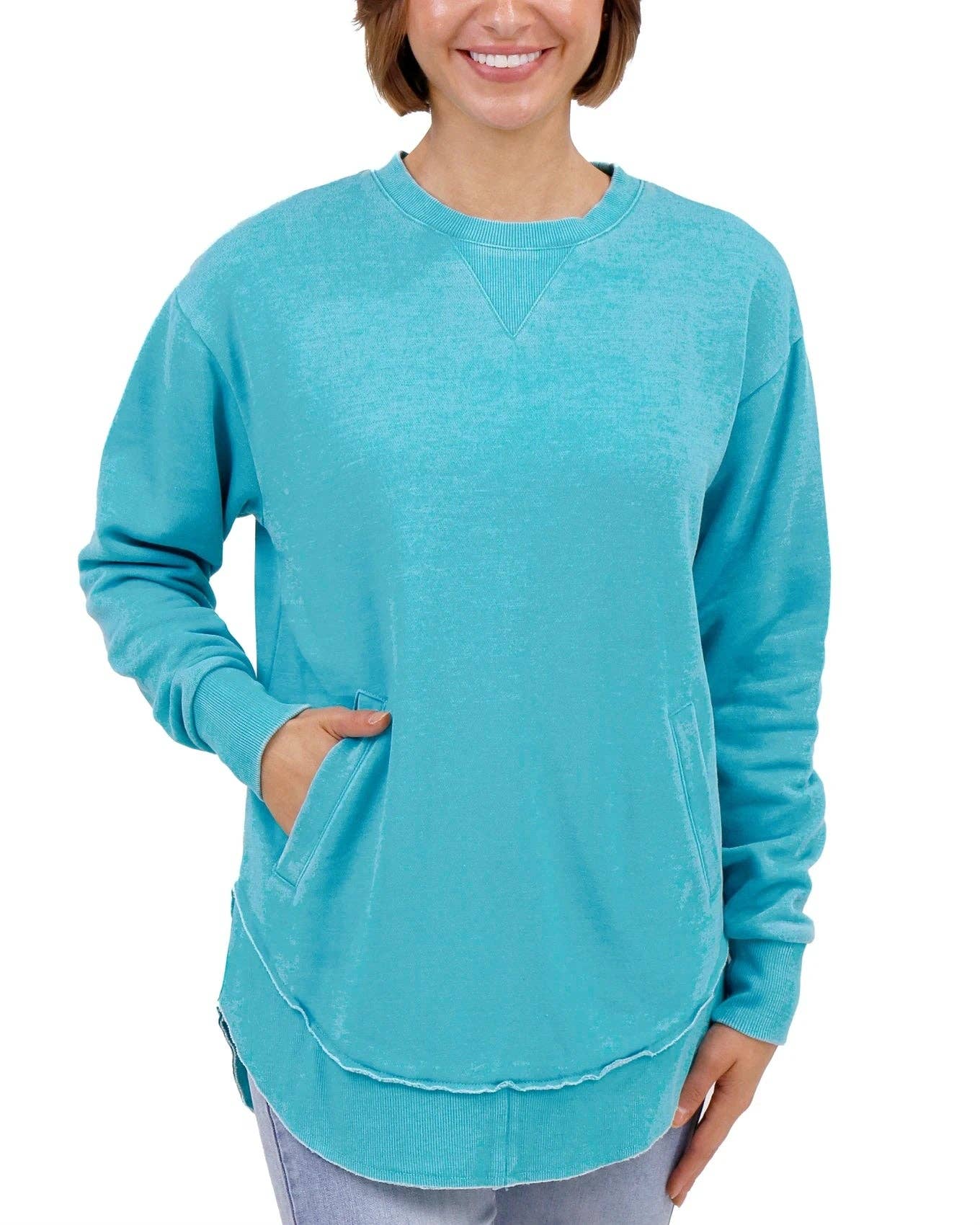 Aqua Vintage Washed Tunic Sweatshirt