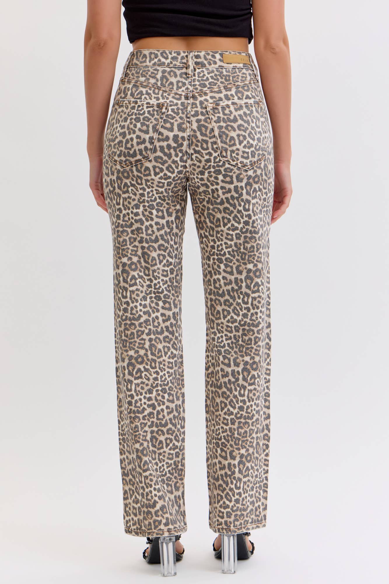 Cello Leopard Super High Rise Dad Jean