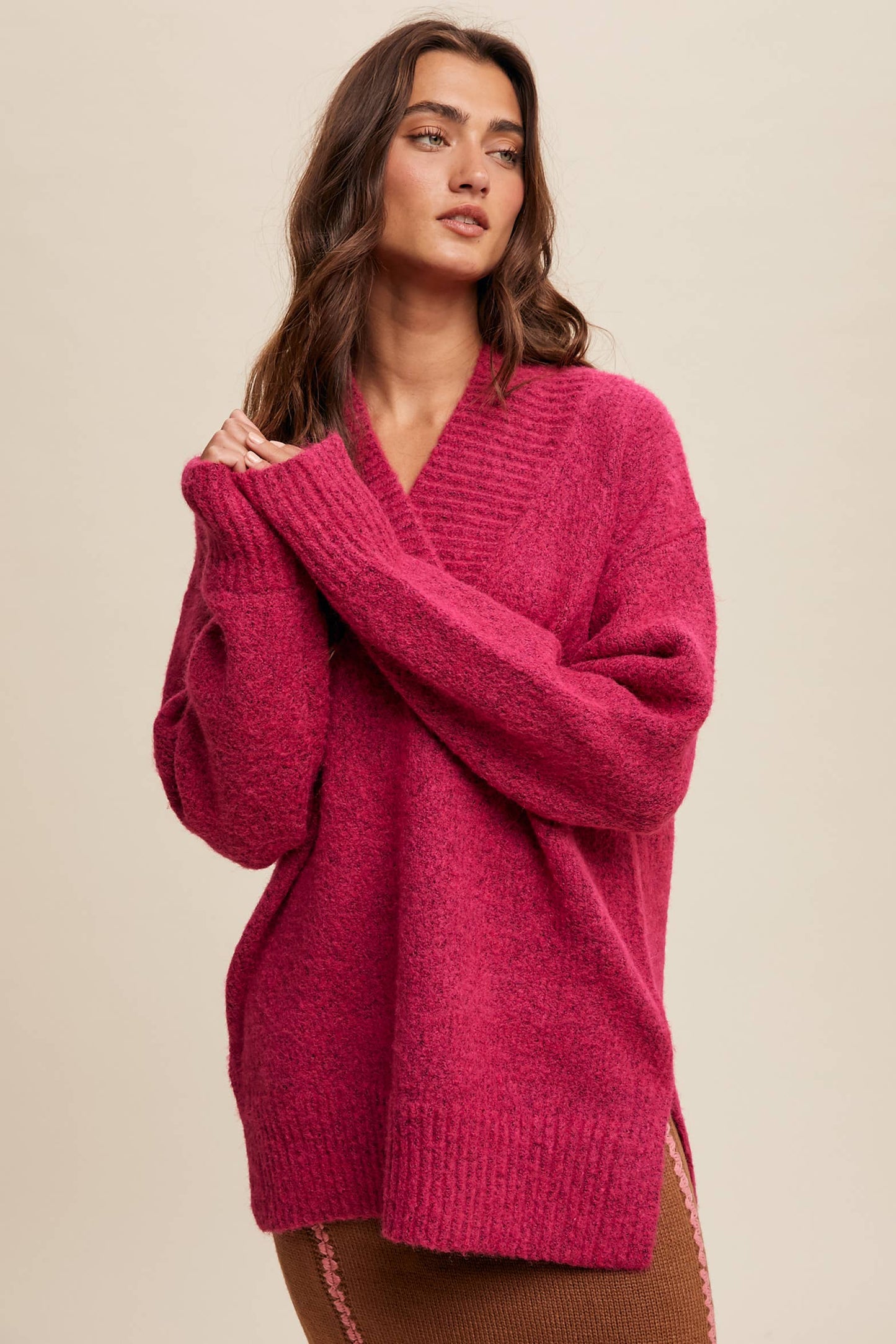 Oversized Cranberry Sweater