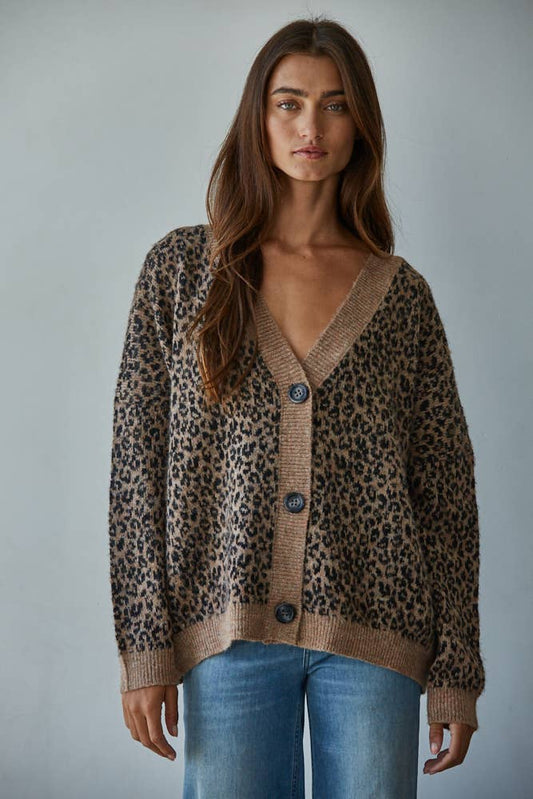 Mocha Black Leopard Print Sweater
