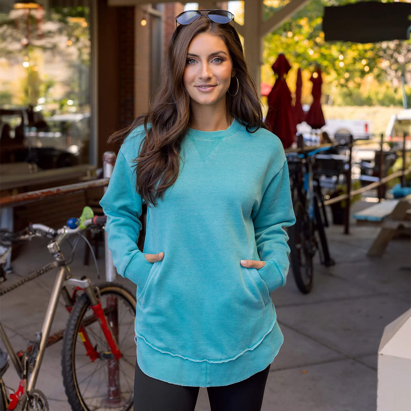 Aqua Vintage Washed Tunic Sweatshirt