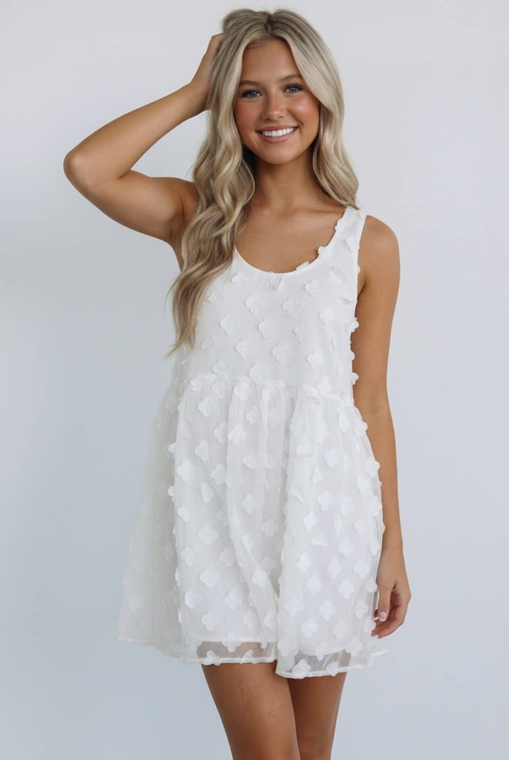 Flower Applique Baby-doll Dress