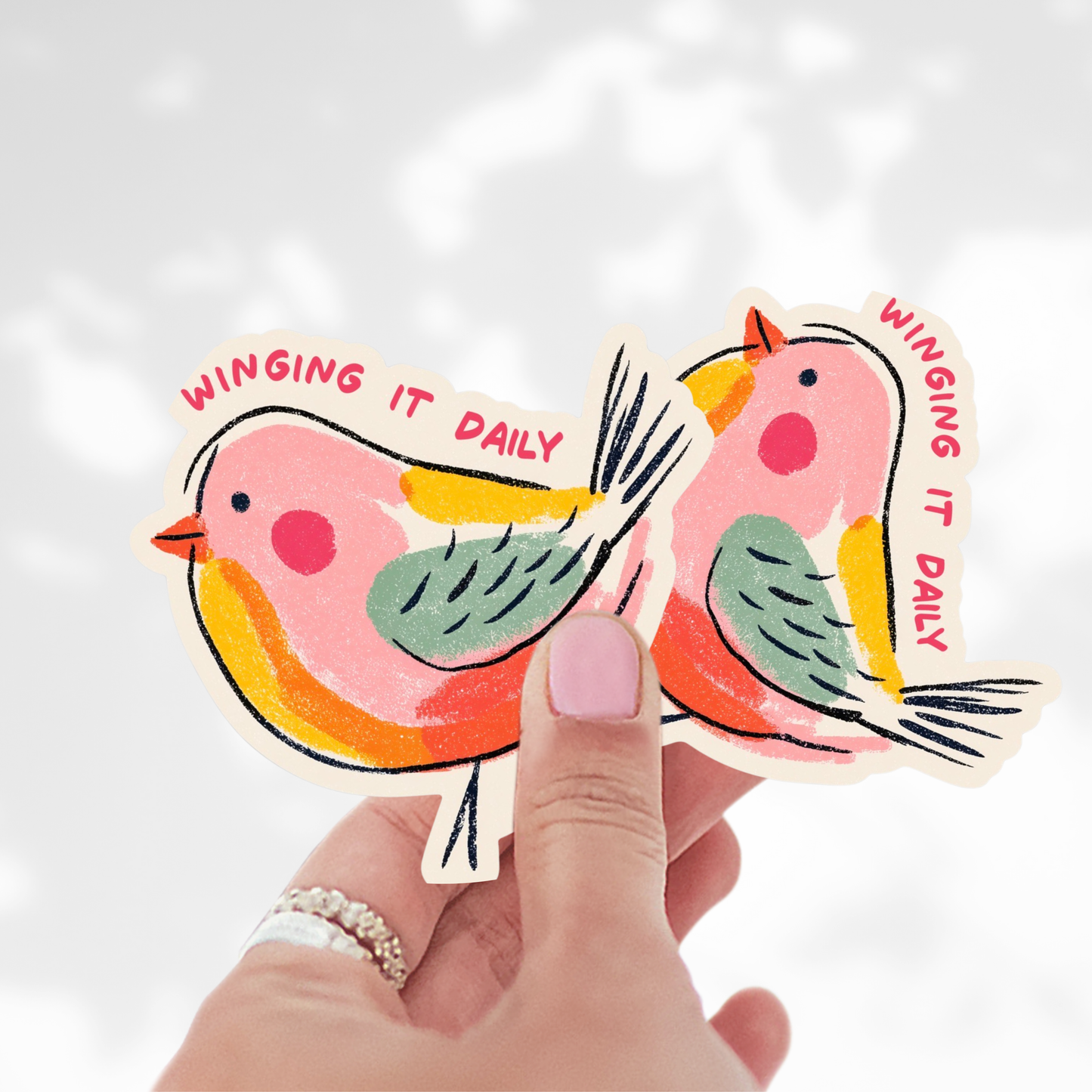 Winging It Daily – Cute Colorful Bird Sticker