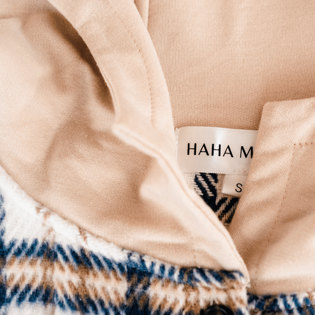 Cream & Navy Plaid Flannel - Adult: 2XL