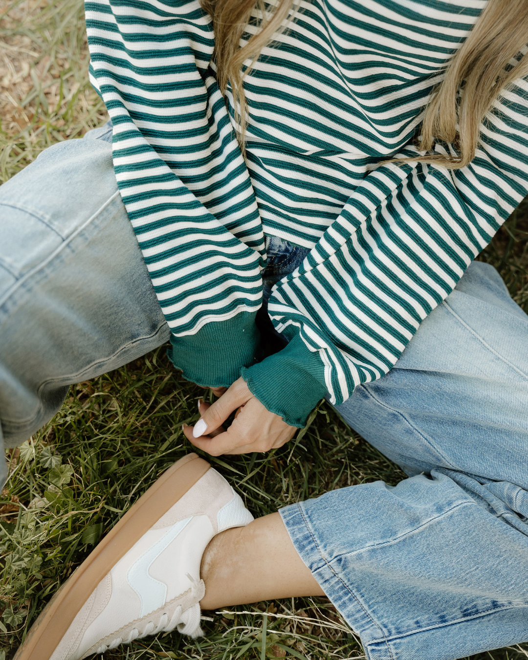 Stevie Green Striped Top