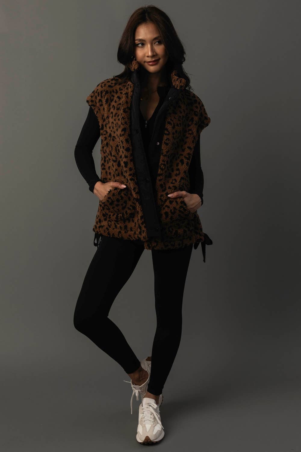 Brown & Black Leopard Fleece Vest
