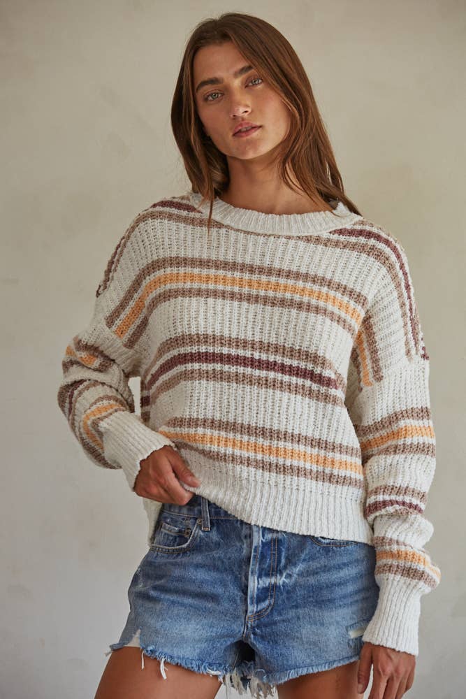 Multi Color Knit Striped Sweater