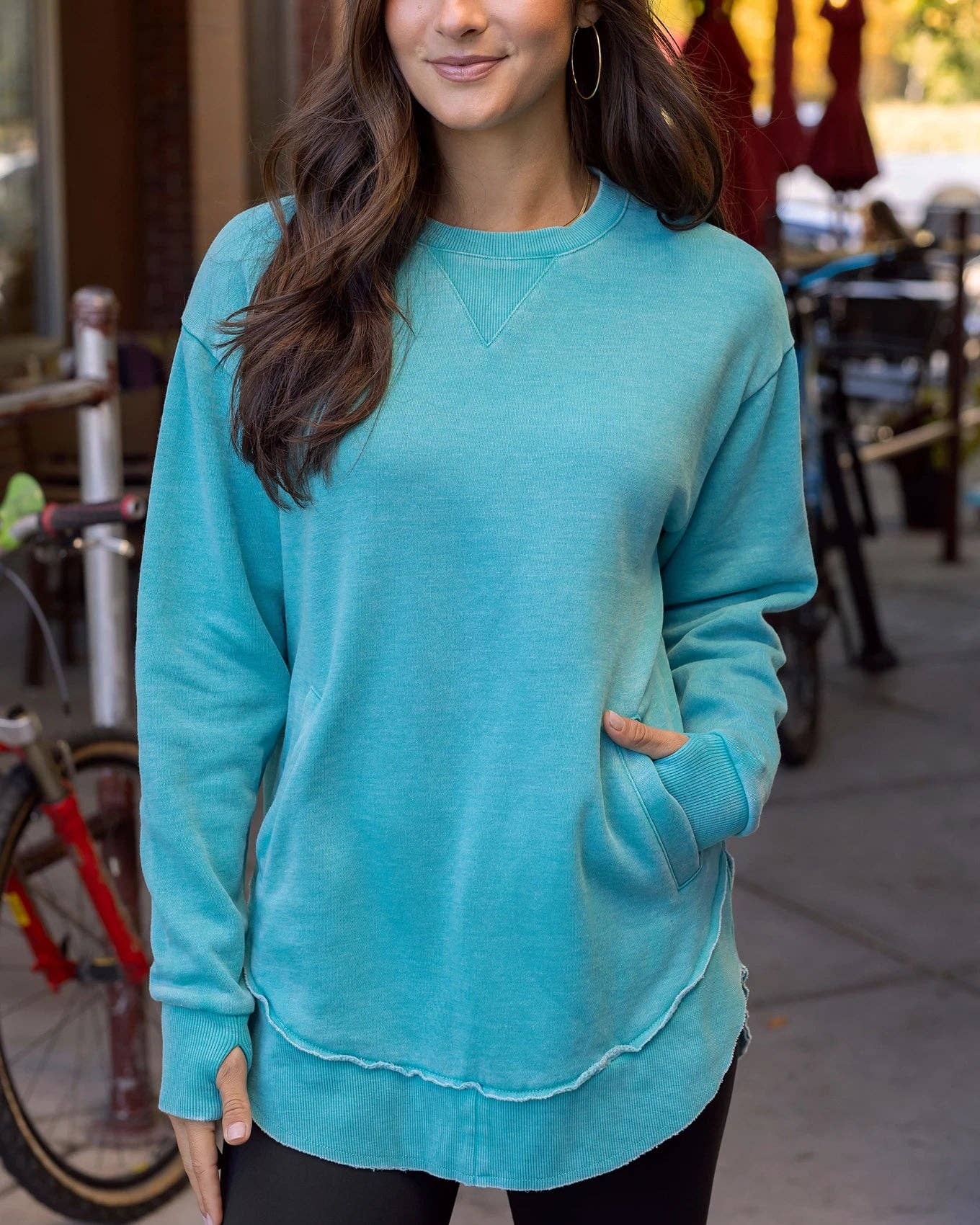 Aqua Vintage Washed Tunic Sweatshirt