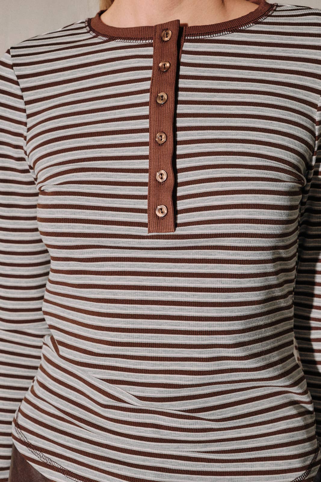Striped Contrast Trim Henley