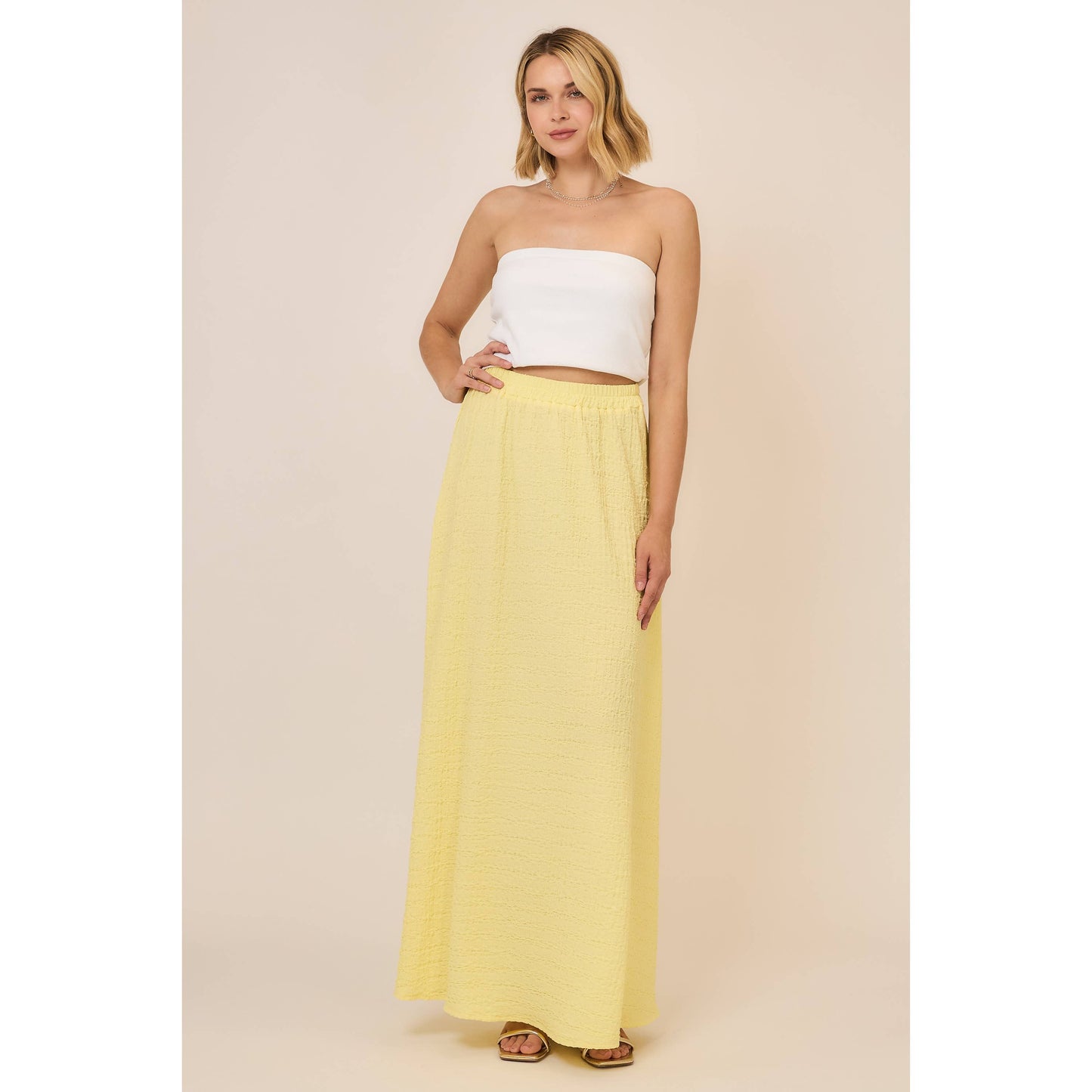 Hammered Crinkle Gauze Maxi Skirt