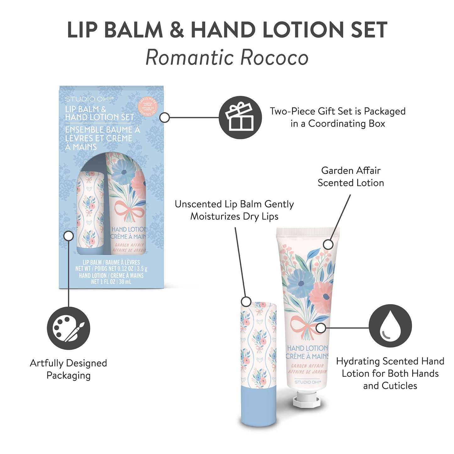 Romantic Rococo Lip Balm & Hand Lotion Set