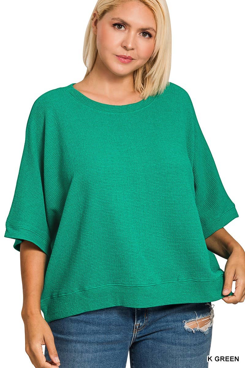 Curvy Kelly Green Banded Top
