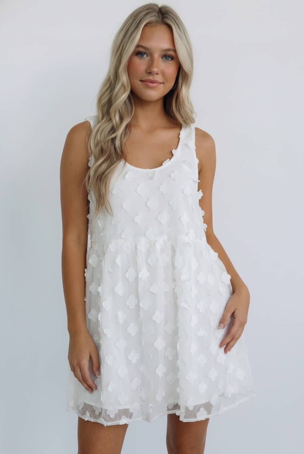 Flower Applique Baby-doll Dress