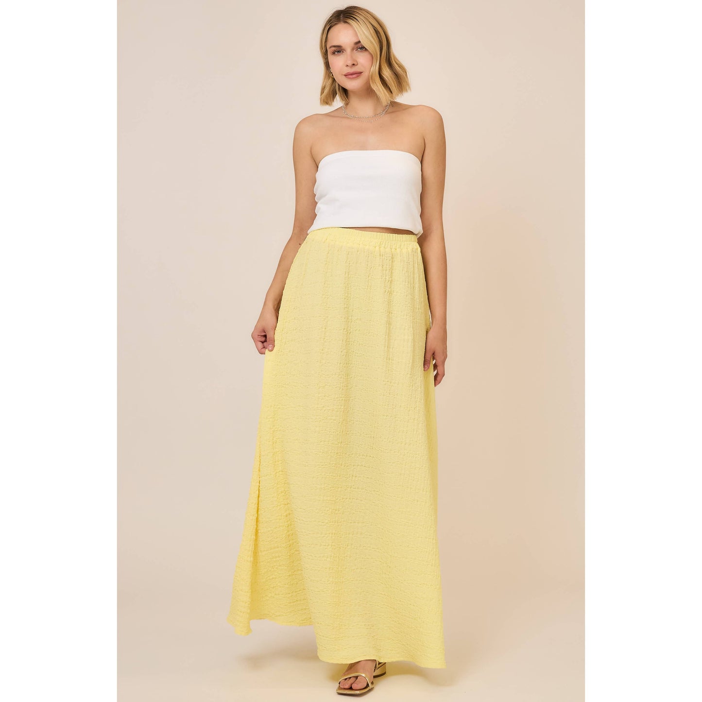 Hammered Crinkle Gauze Maxi Skirt