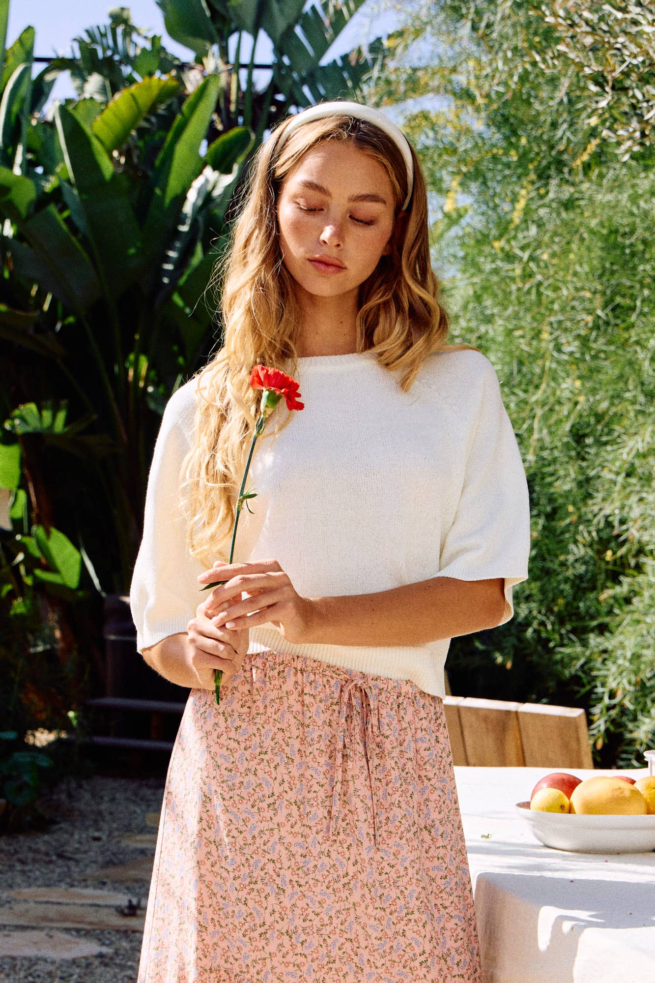 Cream Raglan Short Sleeve Sweater