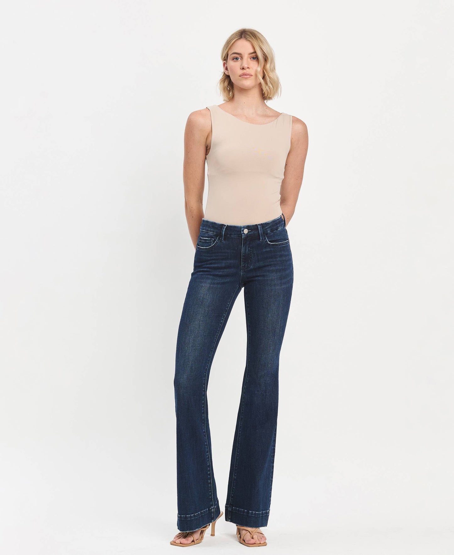 MID RISE FULL LENGTH FLARE JEANS