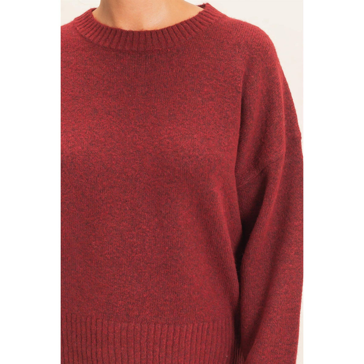 Burgundy  Crew Neck Sweater
