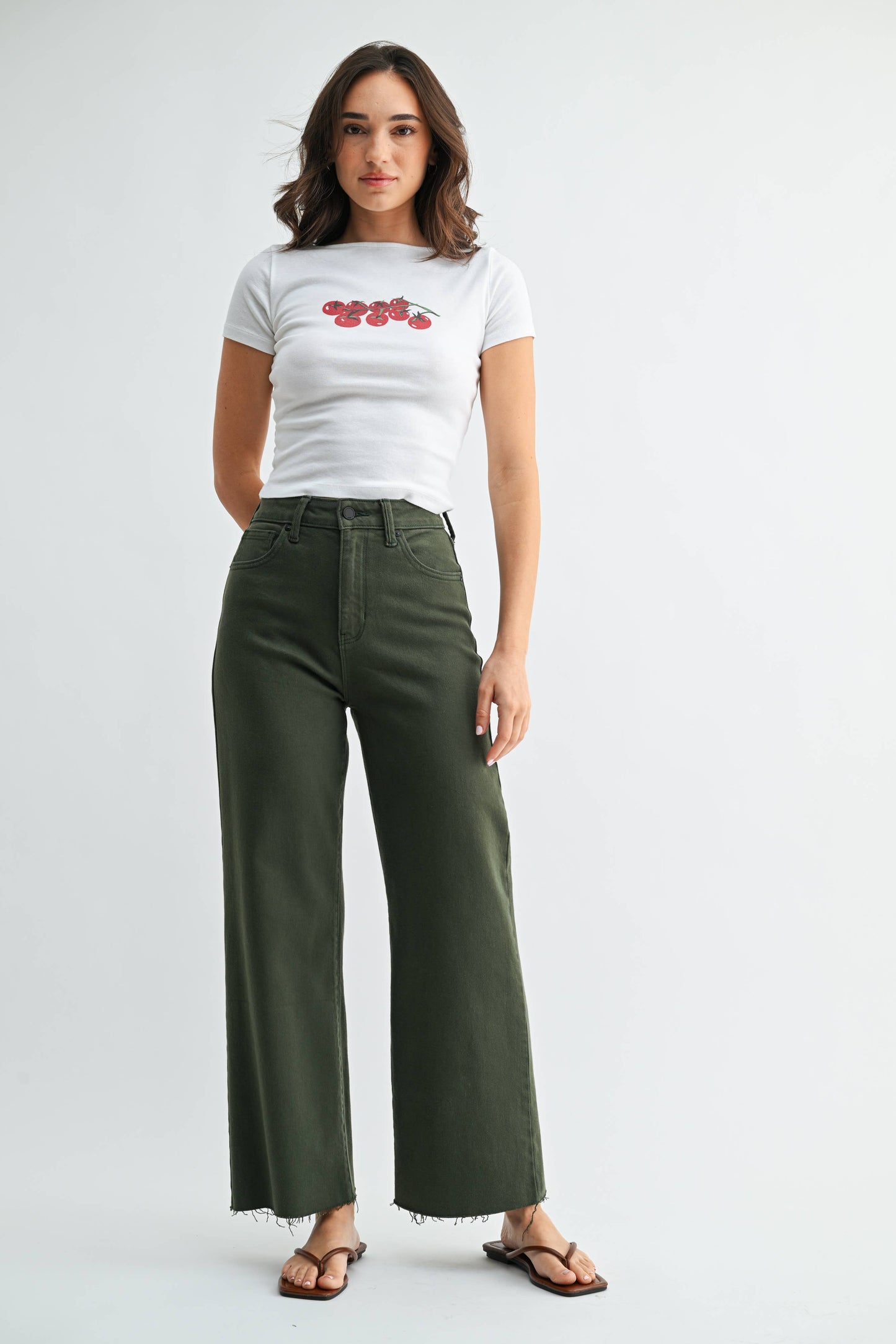 Dark Olive Wide Leg Jean