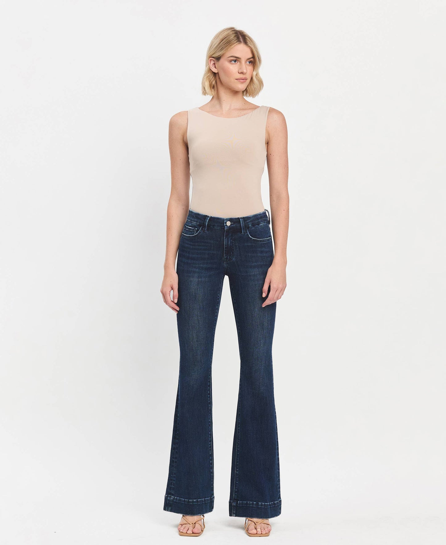 MID RISE FULL LENGTH FLARE JEANS