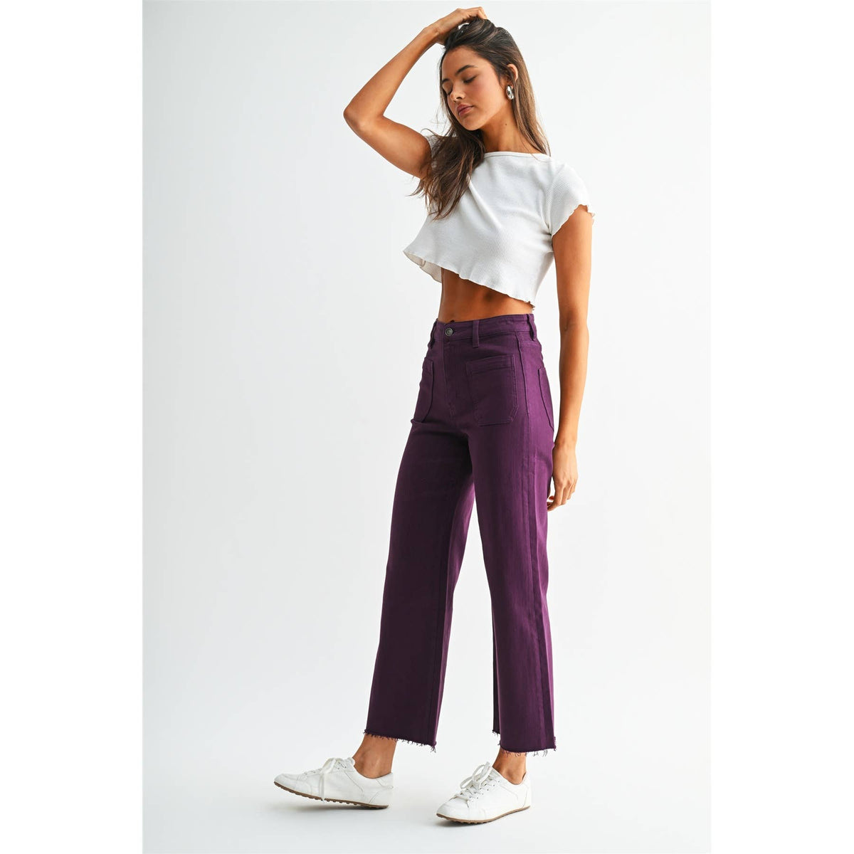 Plum Crop Denim