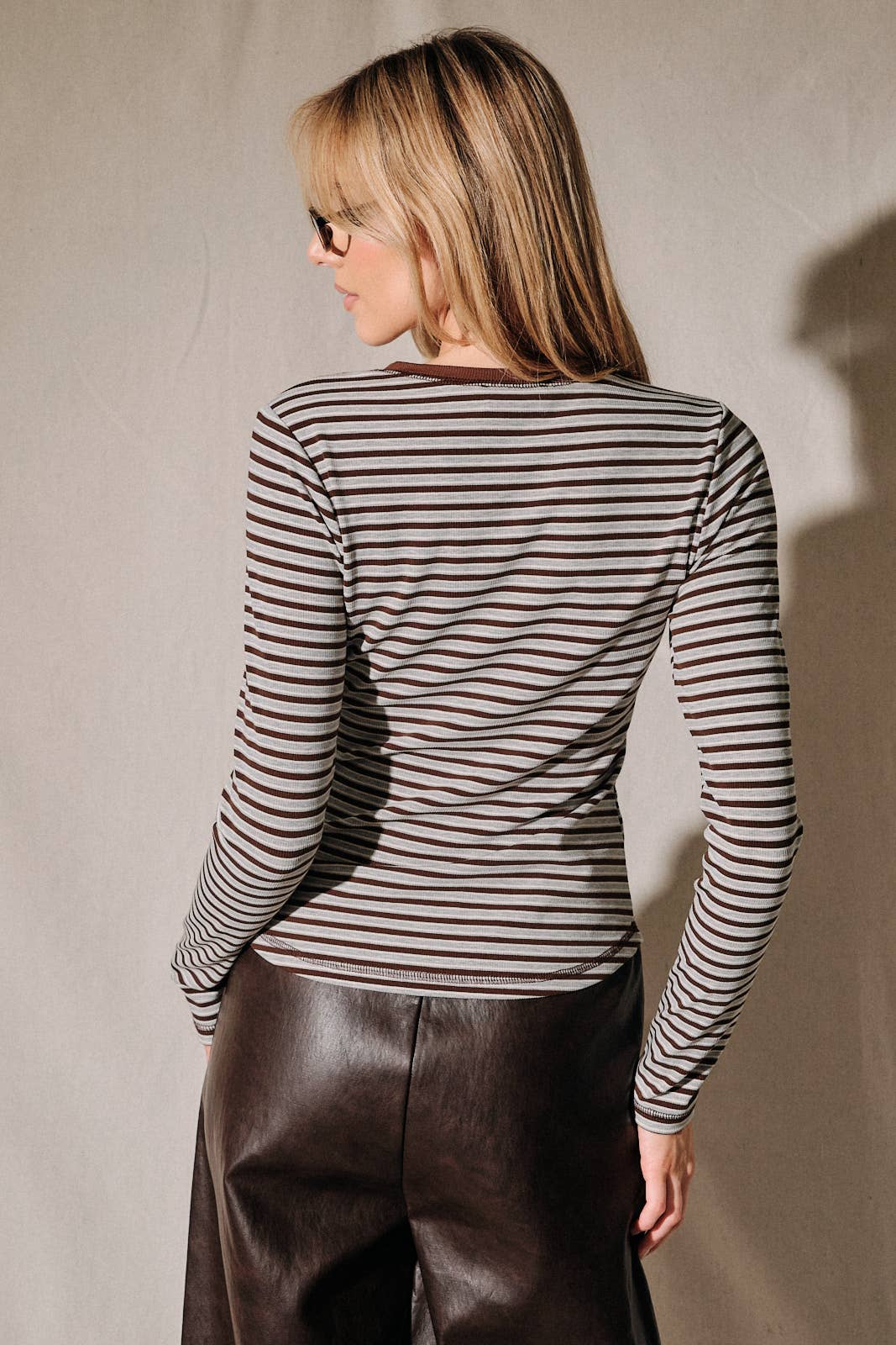 Striped Contrast Trim Henley