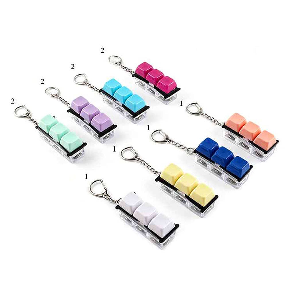 Light Up LED Stress Relief Cube Keyboard Keychain Bag Charms
