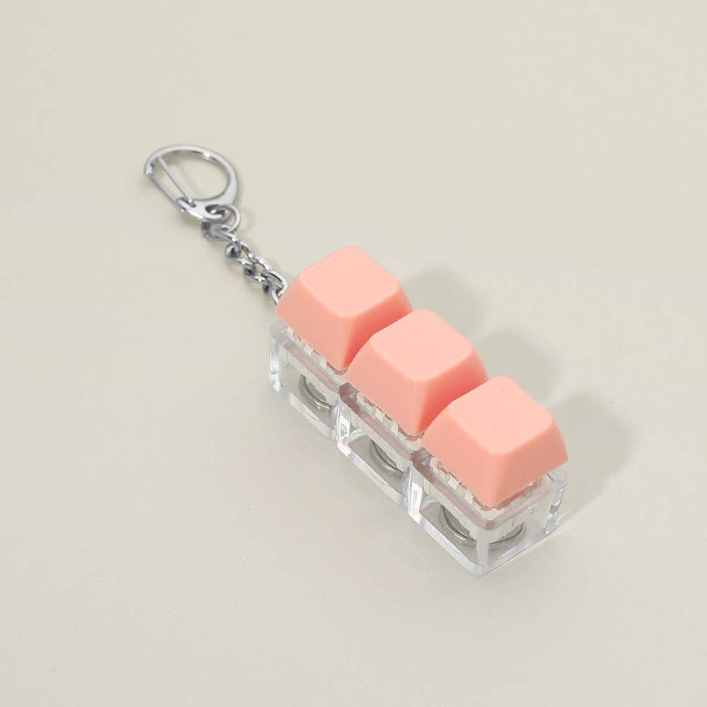 Light Up LED Stress Relief Cube Keyboard Keychain Bag Charms