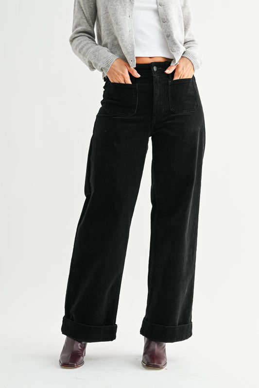 Corduroy Patch Pocket Wide Leg