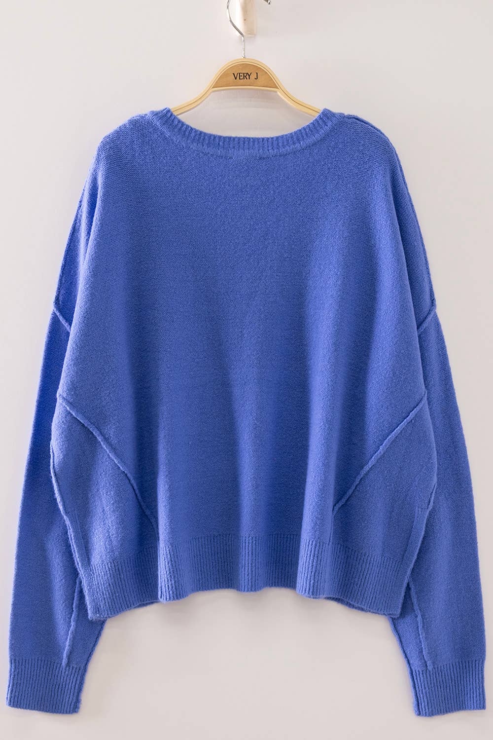 Blue V-Neck Knit Sweater