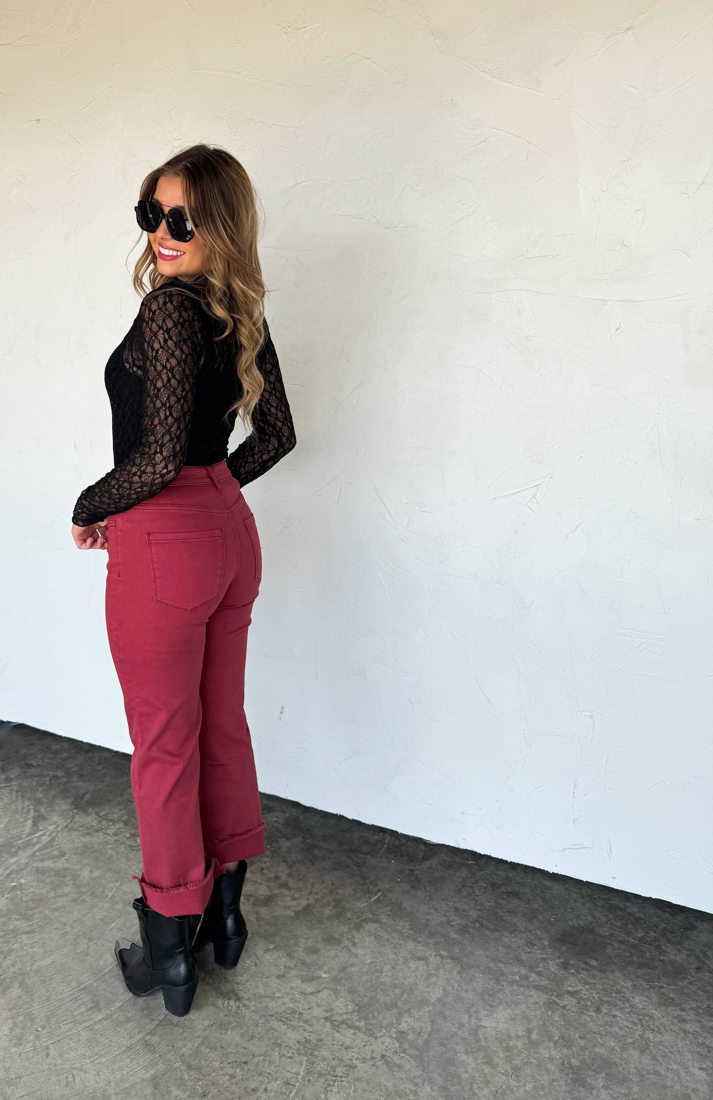 Burgundy Non-Distressed Jeans