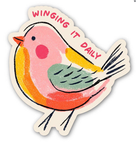 Winging It Daily – Cute Colorful Bird Sticker