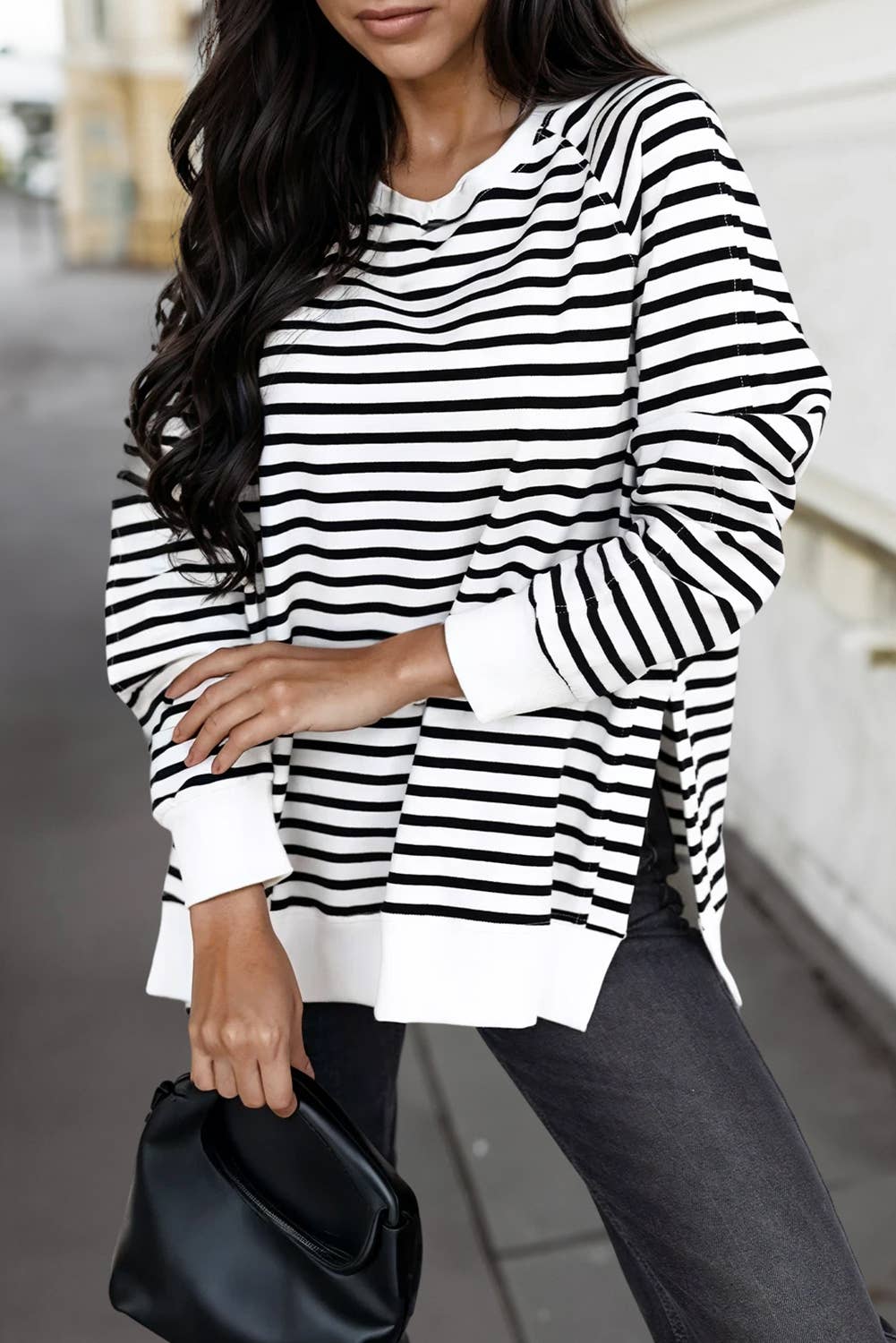 Stripe Raglan Sweatshirt